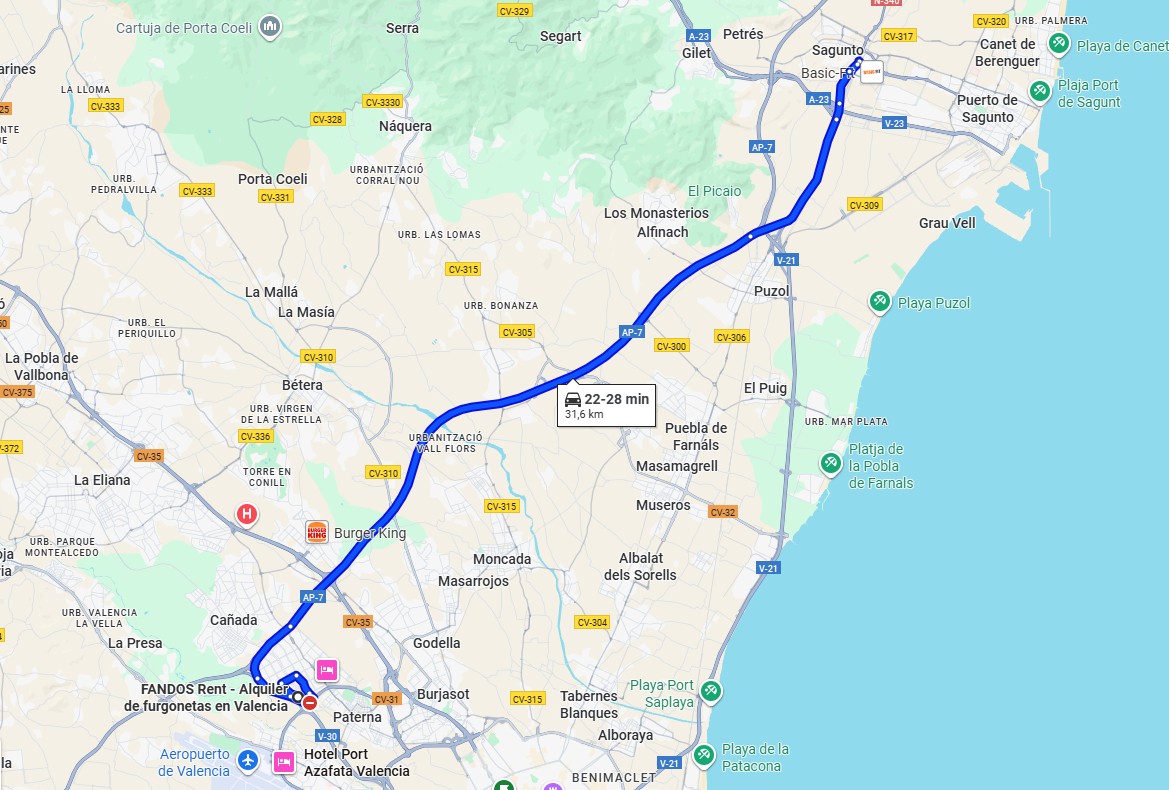 Alquiler furgonetas en Sagunto FANDOS Rent